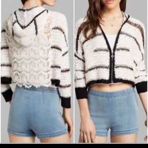 Free people lace stripe boho zip up medium